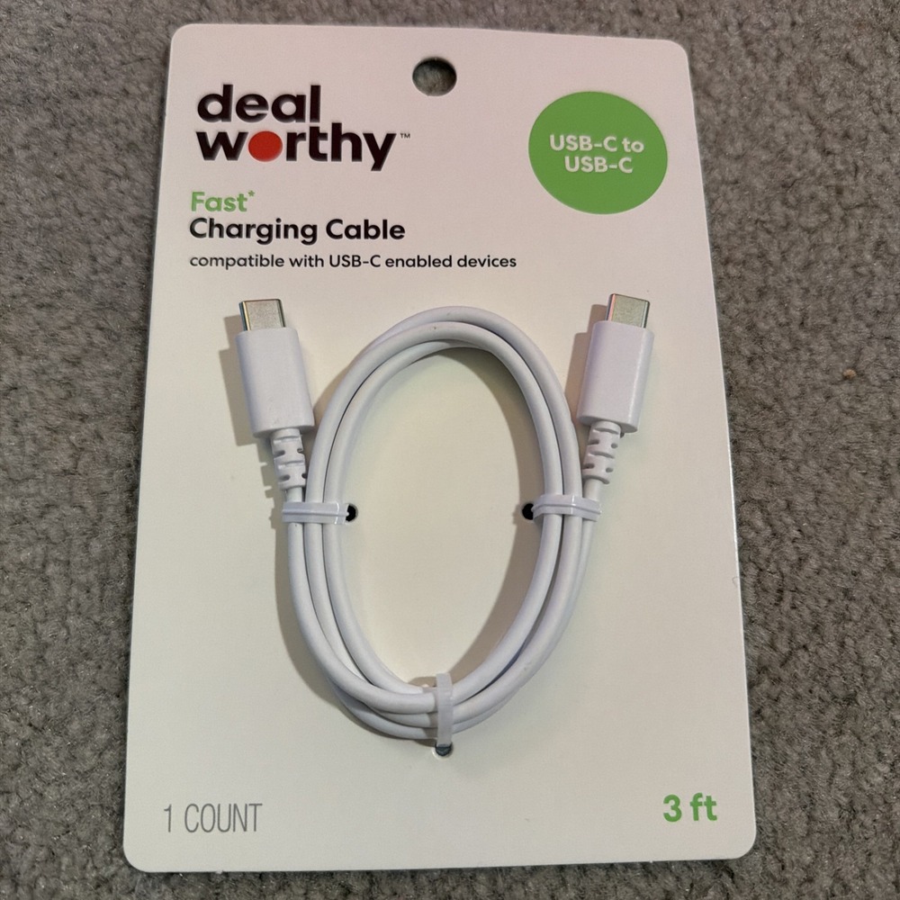Deal Worthy Fast Charging Cable USB-C to USB-C 3ft White 60W BCC023LSWHI NEW